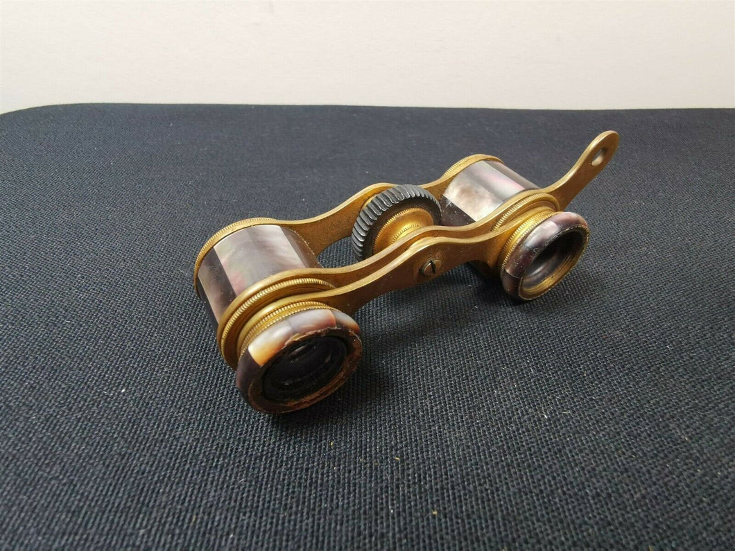 Antique Opera Glasses Binoculars Mother of Pearl and Brass Lorgnette Victorian 1800's Original