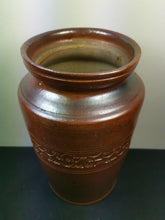 Load image into Gallery viewer, Antique English Stoneware Crock Jar Vase Pottery Brown British Hand Made Original Late 1800&#39;s
