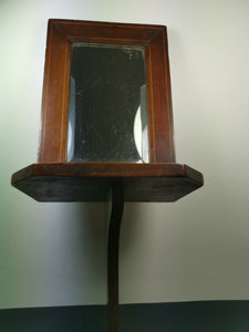 Antique Wall Mirror and Shelf Wood Wooden Inlaid with Beveled Glass Vanity or Shaving Victorian Late 1800's- Early 1900's Original