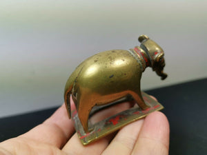 Antique Elephant Snuff Bottle Figural Figurine Bronze Brass Metal with Screw Trunk Lid Victorian Rare
