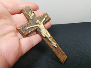 Antique Crucifix Cross Wood and Celluloid Late 1800's - Early 1900's Original