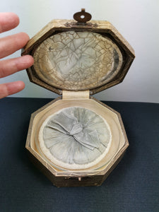 Vintage Glass Powder Bowl in Original Box with Silk Powder Puff 1920's Original Vanity Set