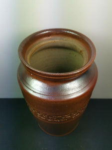 Antique English Stoneware Crock Jar Vase Pottery Brown British Hand Made Original Late 1800's