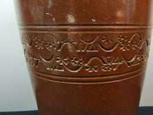 Load image into Gallery viewer, Antique English Stoneware Crock Jar Vase Pottery Brown British Hand Made Original Late 1800&#39;s
