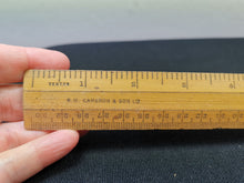 Load image into Gallery viewer, Vintage Wood Ruler Foot Inches Centimetres Millimetres Wooden Rule Made in England Measuring Tool Drawing Drafting R.M. Cameron and Son

