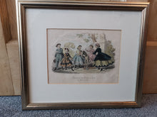 Load image into Gallery viewer, Antique French Children&#39;s Fashion Print Journal des Demoiselles Young Ladies Journal Hand Tinted Lithograph Framed 1800&#39;s Original
