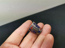 Load image into Gallery viewer, Vintage Silver Thimble with Blue and Red Enamel Flower
