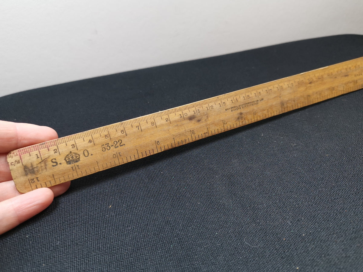 Vintage Wood Ruler Foot Inches Centimetres Wooden Rule Universal Woodw