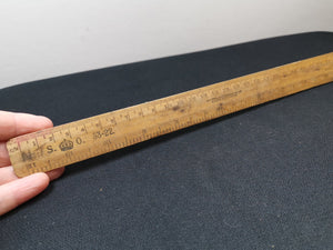 Vintage Wood Ruler Foot Inches Centimetres Wooden Rule Universal Woodworking Made in Birmingham England Measuring Tool Drawing Drafting