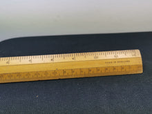 Load image into Gallery viewer, Vintage Wood Ruler Foot Inches Centimetres Millimetres Wooden Rule Made in England Measuring Tool Drawing Drafting R.M. Cameron and Son
