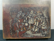 Load image into Gallery viewer, Vintage Hand Carved Victorian Musicians Scene on Wood Panel Carving Hand Made Original Art 1930&#39;s Miniature Image
