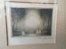 Load image into Gallery viewer, Antique Ladies in Forest Woods Etching Engraving Signed by Artist Original Art in Frame Framed Black and White Early 1900&#39;s - 1920&#39;s
