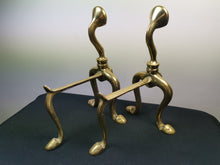 Load image into Gallery viewer, Antique Andiron Fire Dogs Fireplace Accessories Solid Brass Metal Victorian Original Firedogs Pair Set
