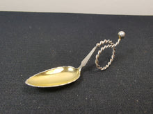 Load image into Gallery viewer, Antique Sterling Silver Medicine Spoon Teaspoon Norway 830 Norwegian Silver and Gold
