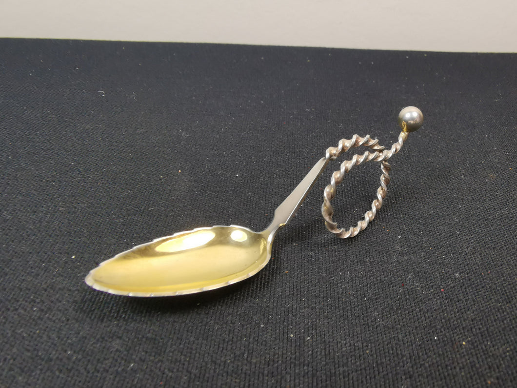 Antique Sterling Silver Medicine Spoon Teaspoon Norway 830 Norwegian Silver and Gold