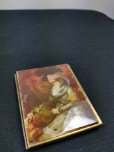 Load image into Gallery viewer, Vintage Make Up Powder Compact Victorian Lady Portrait on Glass and Brass Metal 1940&#39;s
