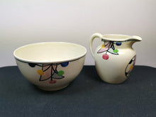 Load image into Gallery viewer, Vintage Art Deco Bowl and Milk Jug Pitcher Set Hand Painted 1920&#39;s Original Ceramic Pottery
