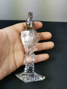 Antique Perfume Atomizer Bottle Spray Clear Cut Crystal Glass Atomiser Late 1800's - Early 1900's with Etched Flower