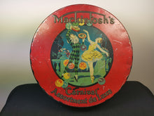 Load image into Gallery viewer, Vintage Tin Box Carnival Toffee Round with Pierrot Circus Clown and Ballerina Lithograph Art Deco 1920&#39;s - 1930&#39;s Original Advertising
