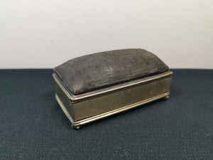 Antique Pincushion Jewelry or Sewing Box Silver Plated Victorian Late 1800's Original Black and Silver for Jewellery or Hat Pins or Needles