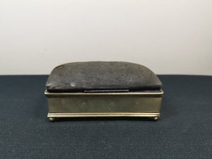 Antique Pincushion Jewelry or Sewing Box Silver Plated Victorian Late 1800's Original Black and Silver for Jewellery or Hat Pins or Needles