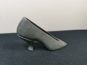Vintage Ladies Heel Shoe Figurine Figure Sculpture 1920's - 1930's Original Silver Metal Shop or Store Display