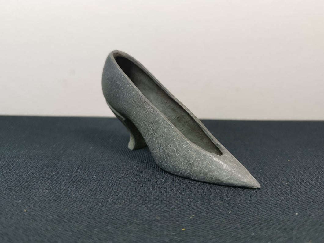 Vintage Ladies Heel Shoe Figurine Figure Sculpture 1920's - 1930's Original Silver Metal Shop or Store Display