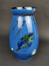 Load image into Gallery viewer, Antique Ceramic Vase Studio Art Pottery with Kingfisher Bird Painting Hand Painted Hand Made Original

