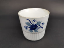 Load image into Gallery viewer, Vintage Ceramic Cup Blue and White with Hand Painted Flower and Leaves Made in Scotland
