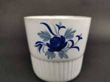 Load image into Gallery viewer, Vintage Ceramic Cup Blue and White with Hand Painted Flower and Leaves Made in Scotland
