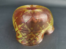 Load image into Gallery viewer, Antique Glass Bowl Cranberry Pink Red and Yellow Gold Threaded Ribbed Stevens and Williams British Art Glass Victorian 1800&#39;s Original Rare
