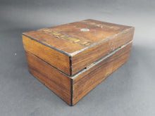 Load image into Gallery viewer, Antique Trinket or Jewelry Box Wooden Inlay Inlaid Wood Marquetry Tunbridge Late 1800&#39;s Original Lined with Pink Velvet
