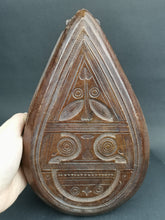 Load image into Gallery viewer, Vintage Jewelry or Trinket Box Hand Tooled Brown Leather Hand Made Original Tear Drop Shaped
