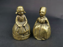 Load image into Gallery viewer, Antique Vintage Hand Bells Dutch Boy and Girl Couple Figurine Pair Set of 2 Solid Brass Early 1900&#39;s Original

