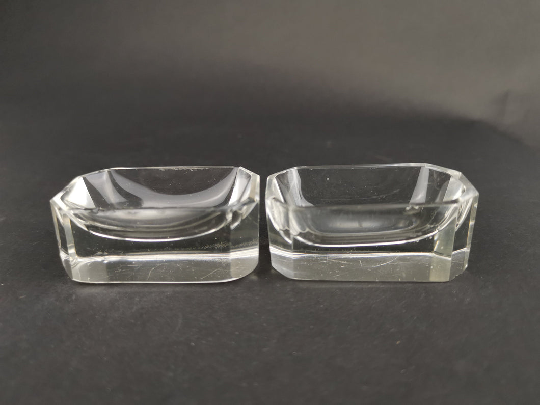 Vintage Salt Cellar Spice Bowls Pinch Pots Clear Crystal Glass Set of 2 1920's
