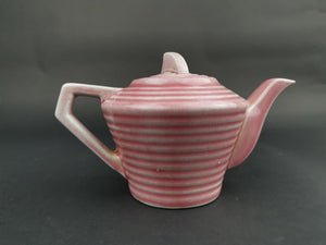Vintage Art Deco Teapot Tea Pot Pink Ceramic Pottery One Cup 1920's - 1930's Original