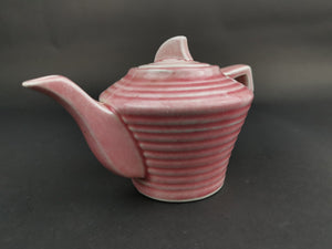 Vintage Art Deco Teapot Tea Pot Pink Ceramic Pottery One Cup 1920's - 1930's Original