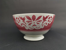 Load image into Gallery viewer, Antique French Ceramic Pottery Bowl White and Cranberry Pink Early 1900&#39;s Vintage
