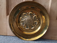 Load image into Gallery viewer, Antique Arts and Crafts Hand Hammered Brass Wall Hanging Platter Plate Disc Hand Made Original Late 1800&#39;s Secession Art Movement Metalwork

