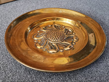 Load image into Gallery viewer, Antique Arts and Crafts Hand Hammered Brass Wall Hanging Platter Plate Disc Hand Made Original Late 1800&#39;s Secession Art Movement Metalwork
