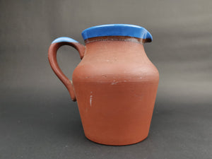 Antique Stoneware Pottery Pitcher Jug Late 1800's - Early 1900's Original Brown and Blue