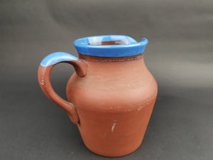 Antique Stoneware Pottery Pitcher Jug Late 1800's - Early 1900's Original Brown and Blue