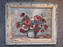 Load image into Gallery viewer, Vintage Flower in Vase Painting on Board in Original Frame Still Life Art 1930&#39;s - 1940&#39;s Signed by Artist J Bailey Framed
