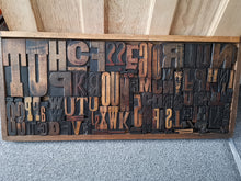 Load image into Gallery viewer, Antique Letterpress Printers Wooden Drawer with Alphabet Wooden Block Stamps Wood Block Type Printing Plate Stamps Set Lot Collection Large
