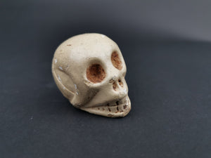 Vintage Miniature Skull Head Sculpture Figurine Ceramic Composition Sculpture Figure