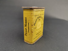Load image into Gallery viewer, Antique Philip Morris Tobacco Tin Metal Box Special Blend with Slide Top Opening Mustard Yellow Made in USA Early 1900&#39;s
