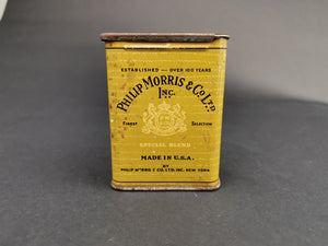 Antique Philip Morris Tobacco Tin Metal Box Special Blend with Slide Top Opening Mustard Yellow Made in USA Early 1900's