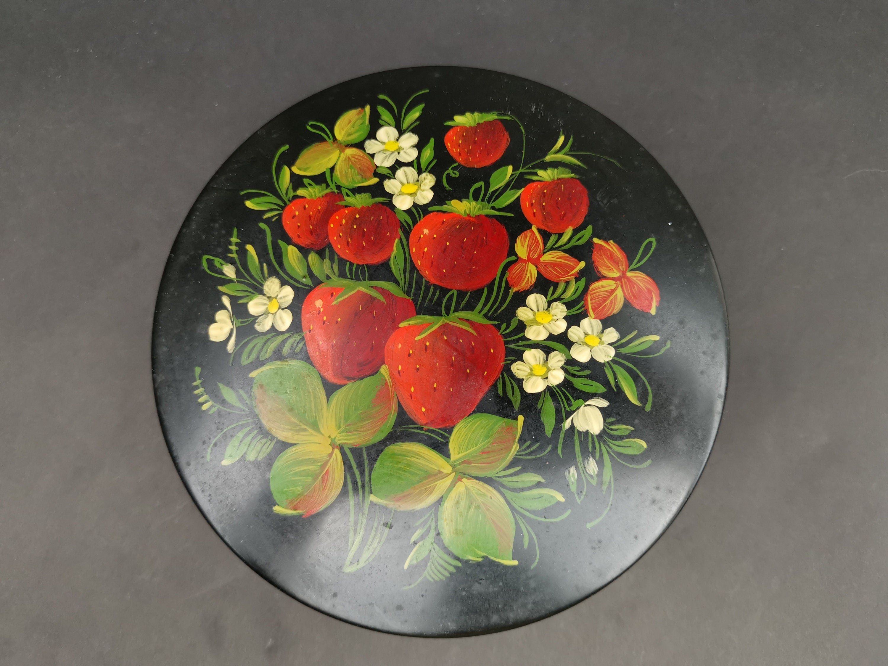Vntage Russan Toleware / Hand-panted Par Plates / Sgned Pantngs