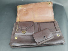 Load image into Gallery viewer, Antique Clutch Purse Bag Brown Leather Tooled Leather Art Nouveau with Coin Purse Early 1900;s Original Vintage Made in England
