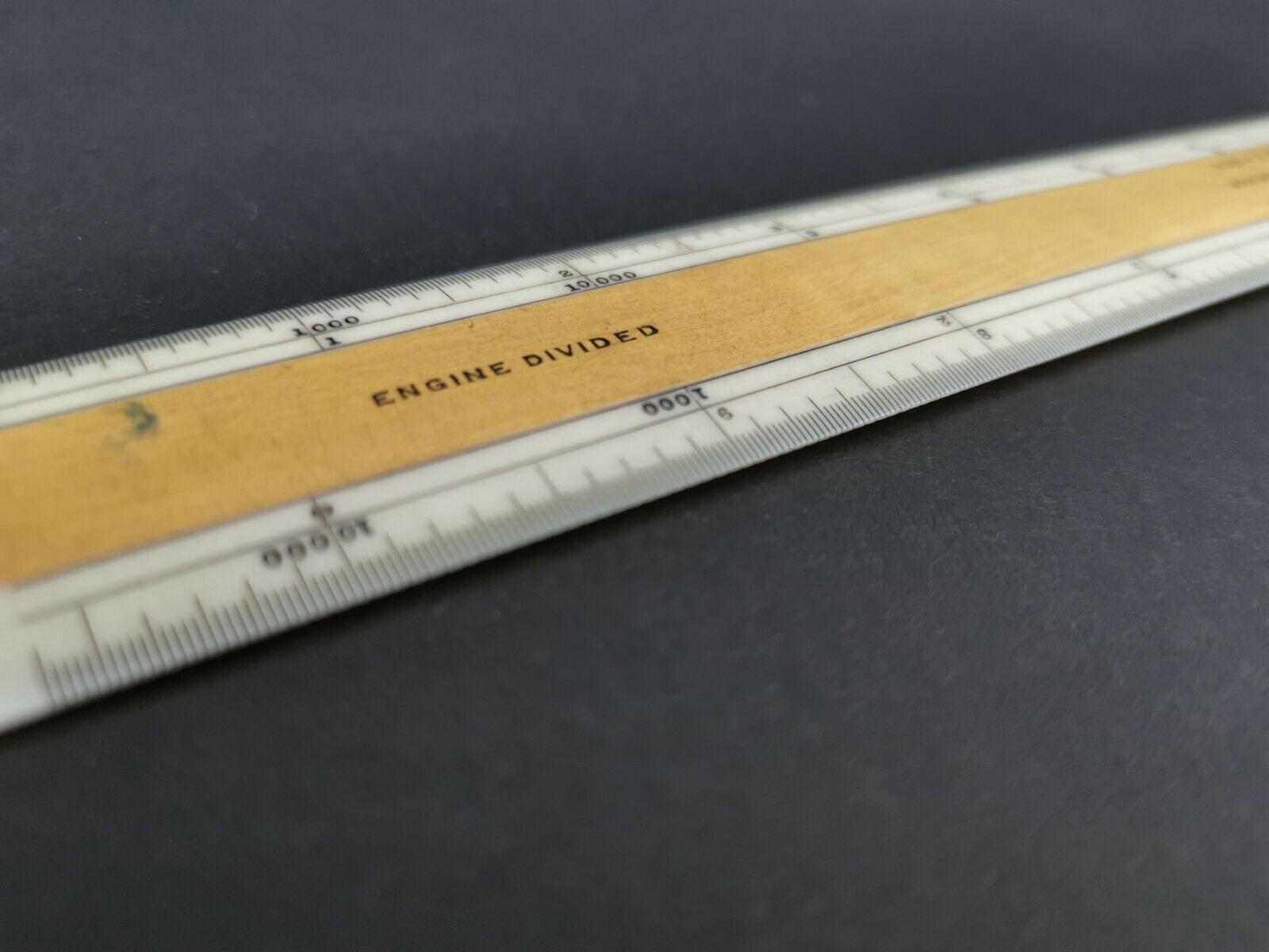 Antique Wood and Bovine Bone Engineers Ruler Measuring Rule Made By Mo